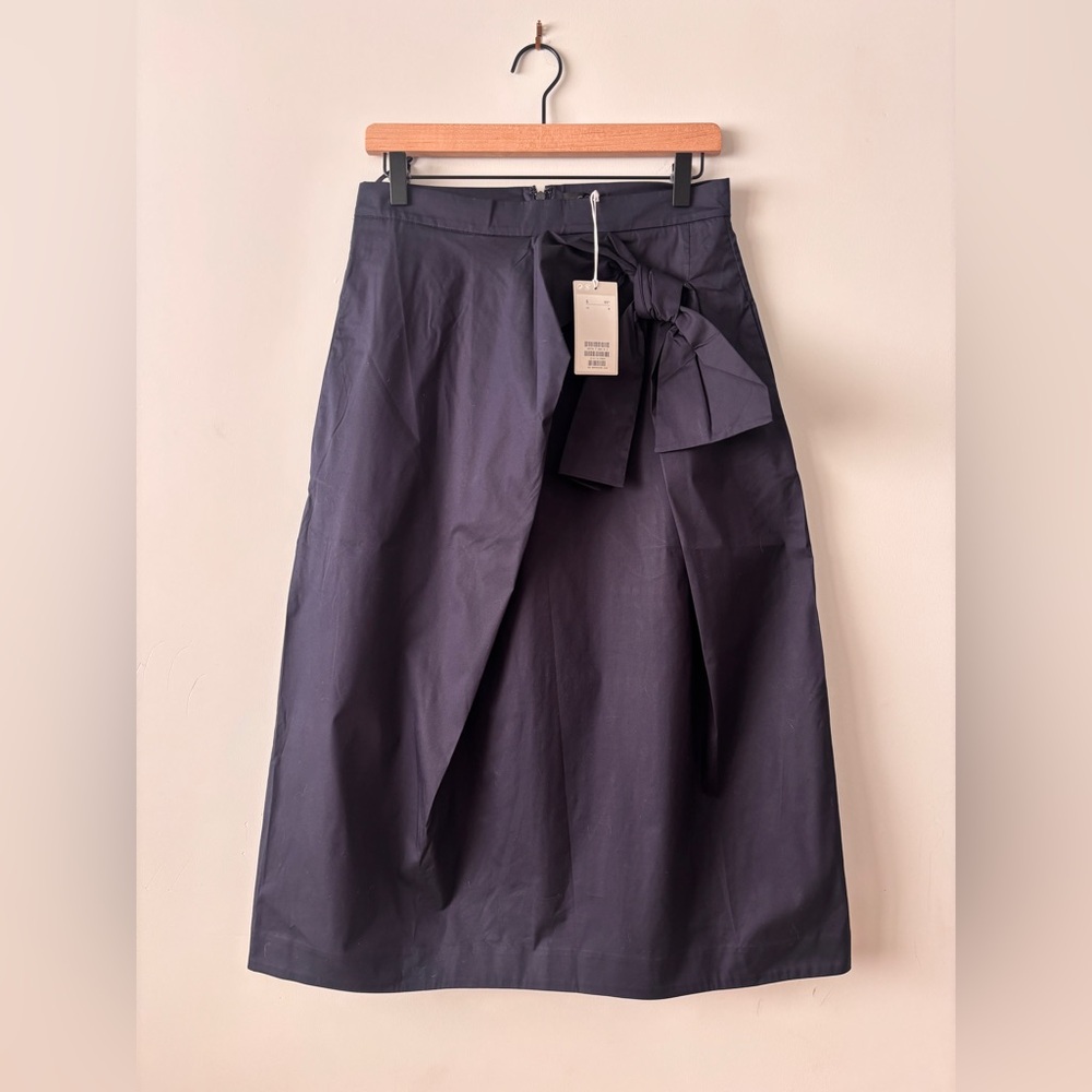 COS Dark Blue A-Line Skirt with Bow Detail